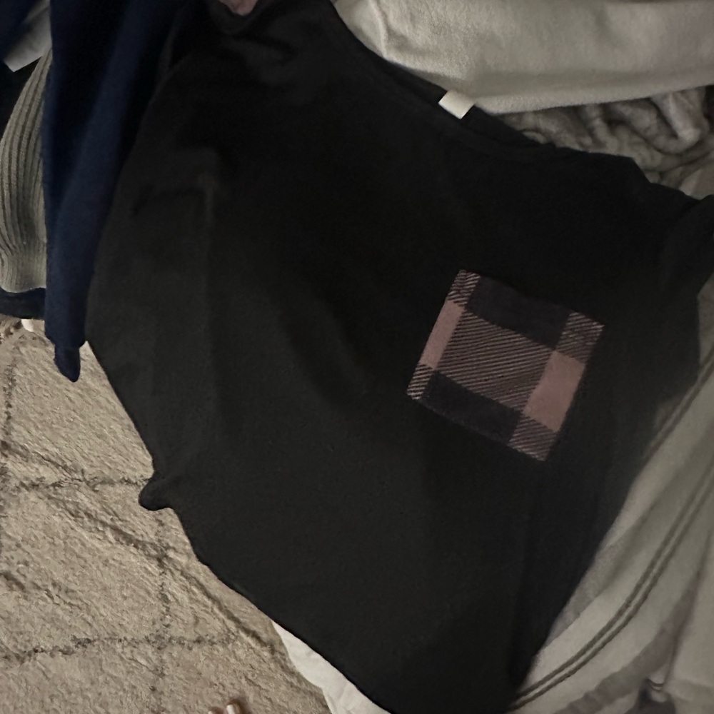 Black Tank Top with Patterned Pocket
